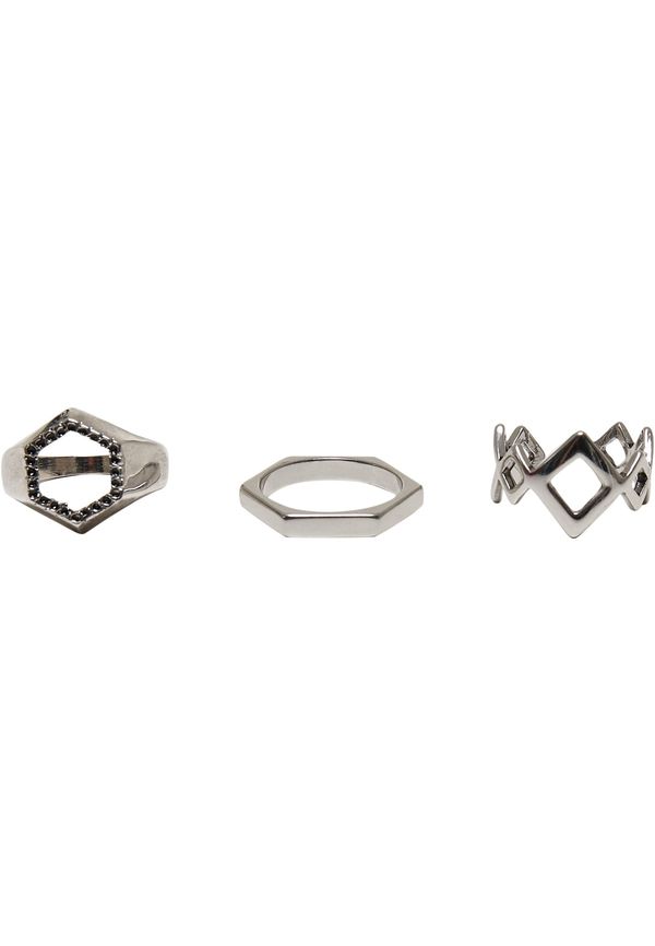 Urban Classics Graphic Ring 3-Pack - Silver Color