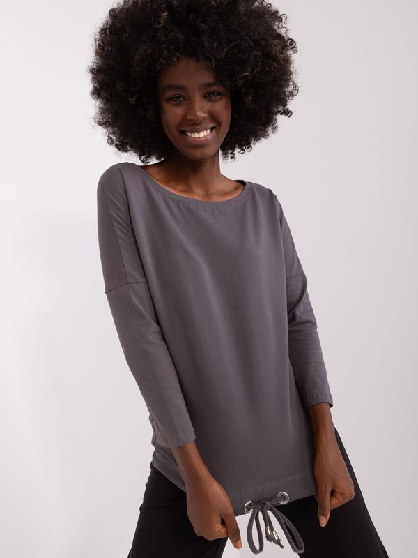 Fashionhunters Graphite base blouse with cuff Fiona BASIC FEEL GOOD