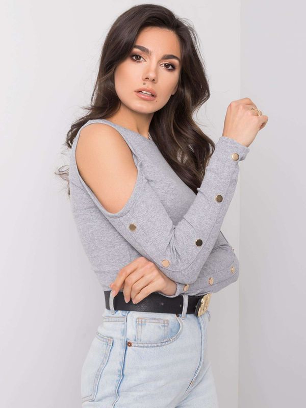 Fashionhunters Gray blouse with cutouts