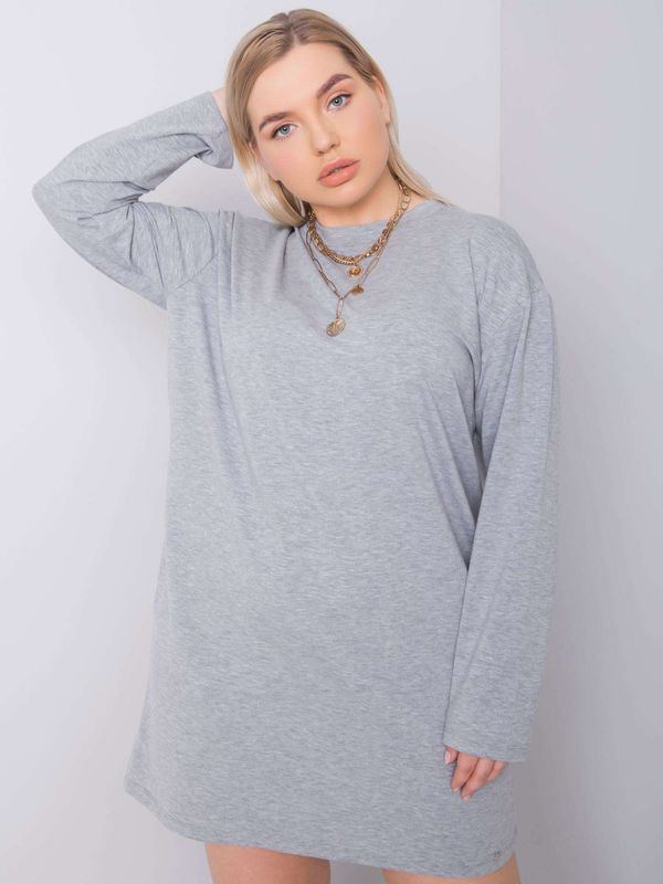 Fashionhunters Gray cotton dress plus sizes