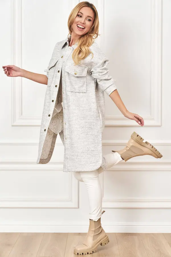 Lalous Gray long Lalous shirt coat