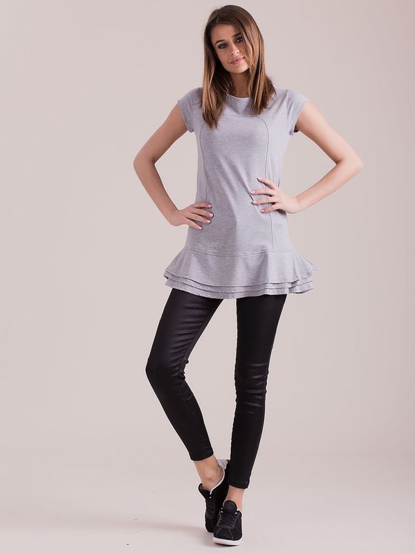 Fashionhunters Gray tunic with layered ruffles