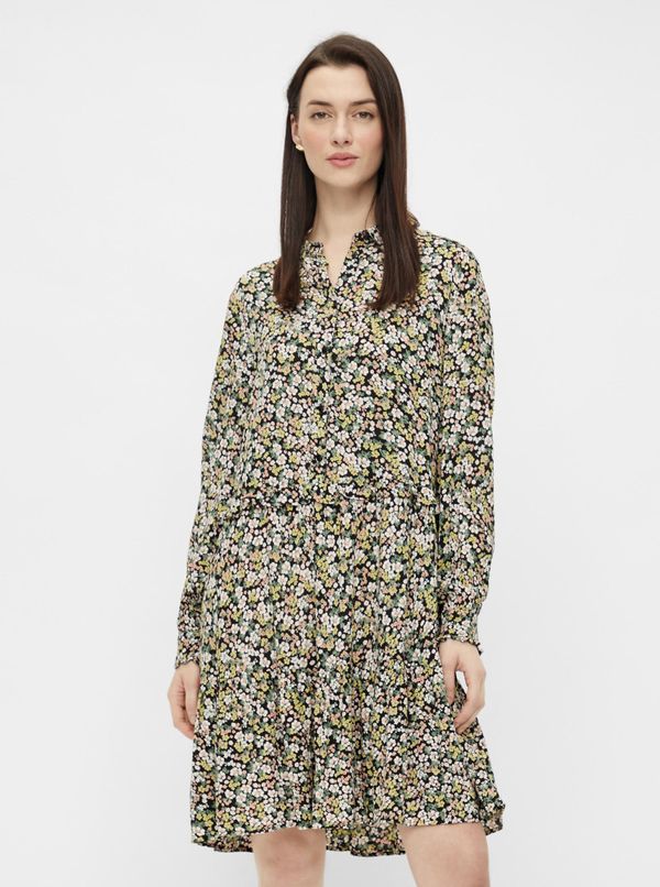 Pieces Green and Black Floral Shirt Dress Pieces - Women's