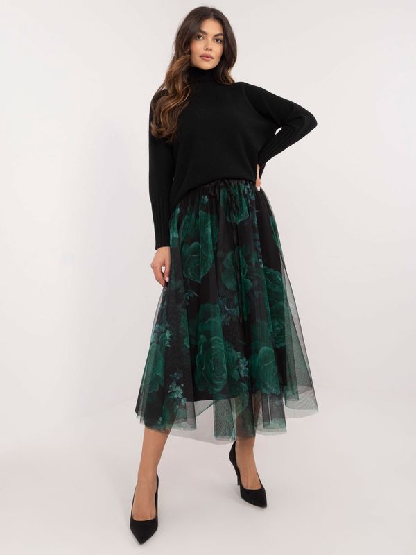 Fashionhunters Green and black tulle skirt