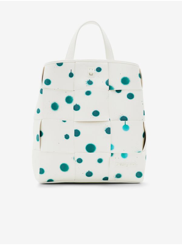 DESIGUAL Green and White Women's Patterned Backpack Desigual New Splatter Sumy Mini - Women