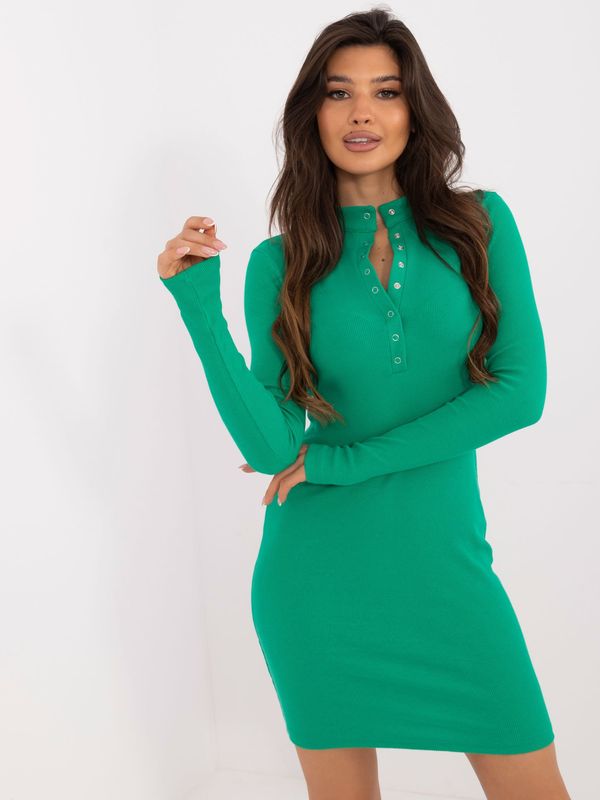 Fashionhunters Green basic dress with snaps