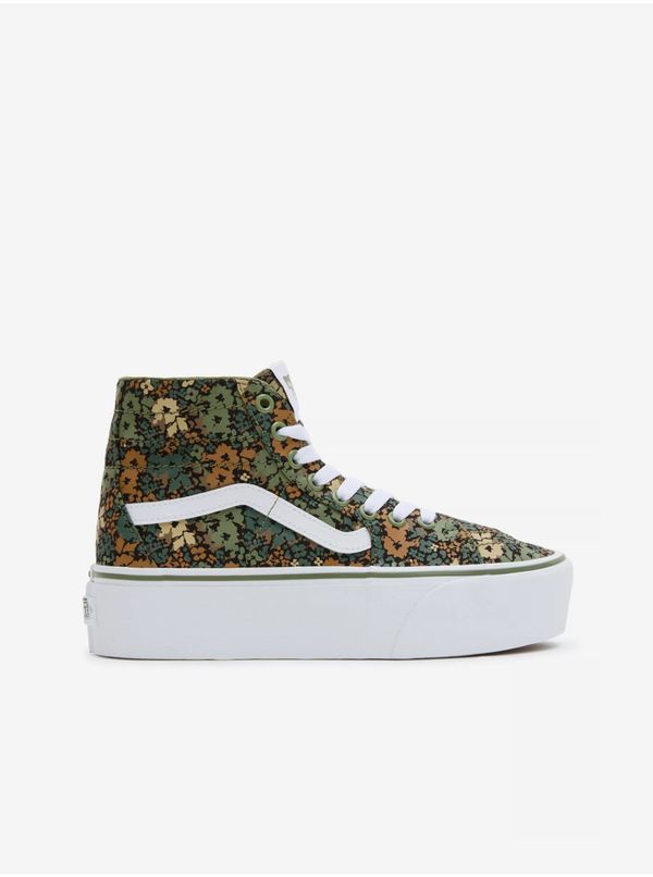 Vans Green-brown women's ankle floral sneakers VANS SK8-Hi Tapered - Women