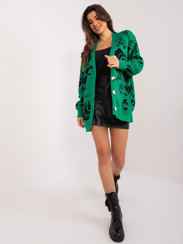 Fashionhunters Green cardigan with wool