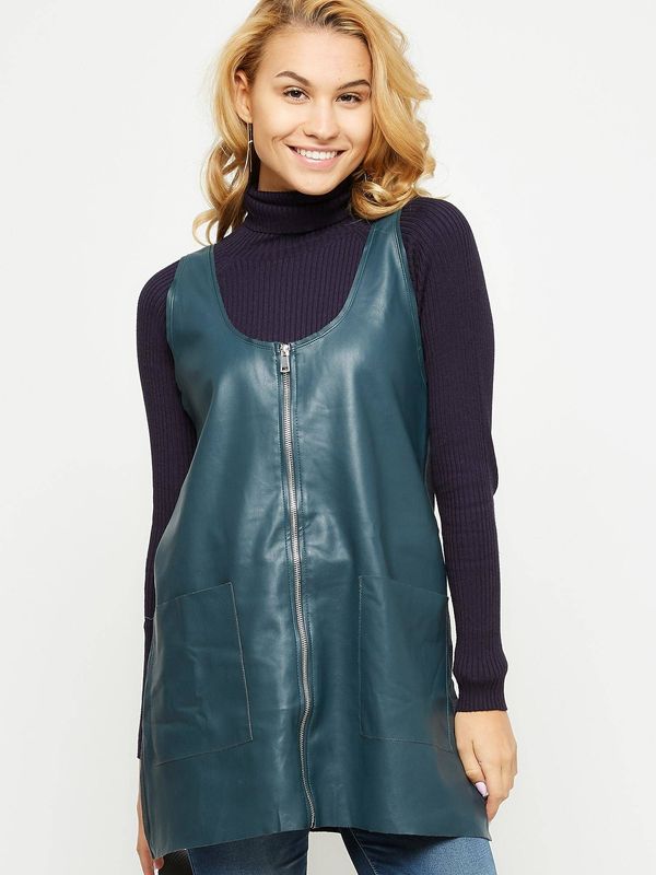 Yups Green eco-leather tunic with zipper