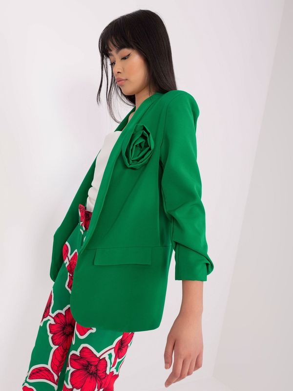 Fashionhunters Green elegant jacket with flower