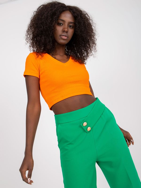 Fashionhunters Green elegant trousers made of fabric with pockets RUE PARIS