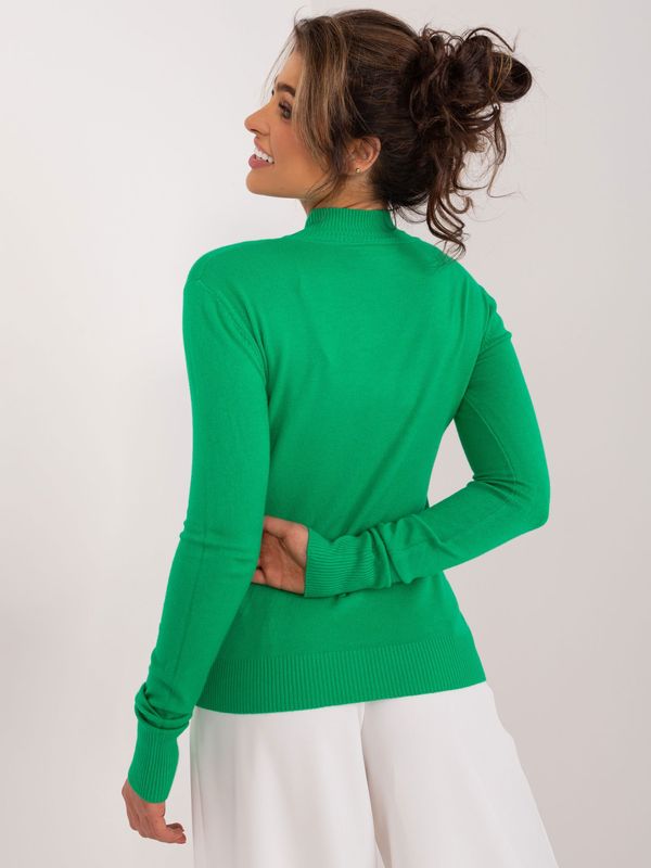 Fashionhunters Green fitted turtleneck sweater