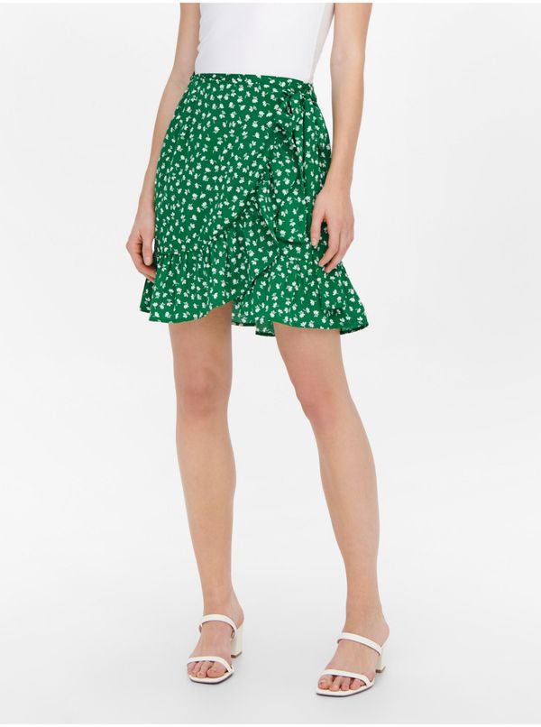 Only Green Floral Short Wrap Skirt ONLY Olivia