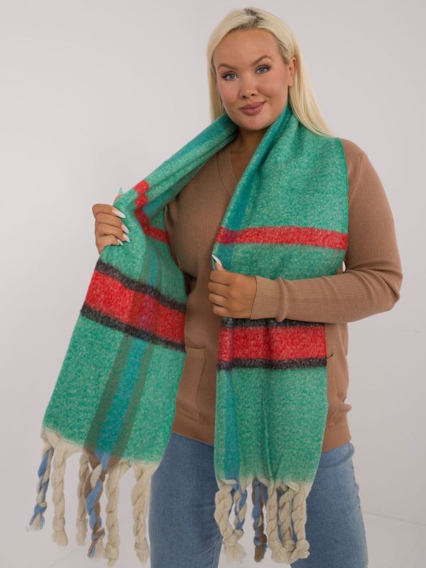 Fashionhunters Green knitted plaid women's scarf