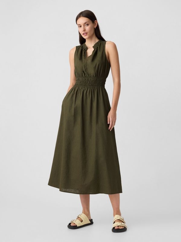 GAP Green linen maxi dress GAP