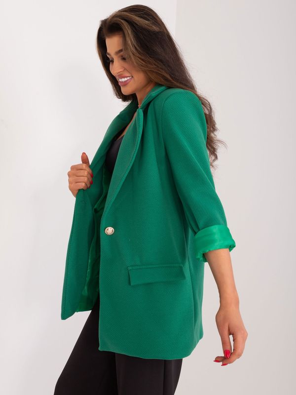 Fashionhunters Green long-sleeved blazer