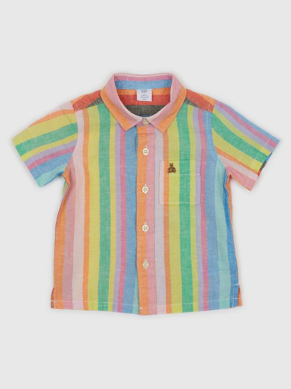 GAP Green-orange boys' striped shirt with short sleeves GAP