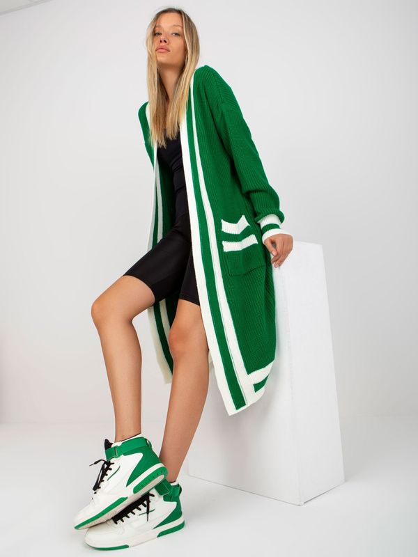 Fashionhunters Green oversized long cardigan RUE PARIS