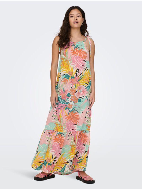 JDY Green-pink Women's Floral Maxi-Dress JDY Daisy - Ladies