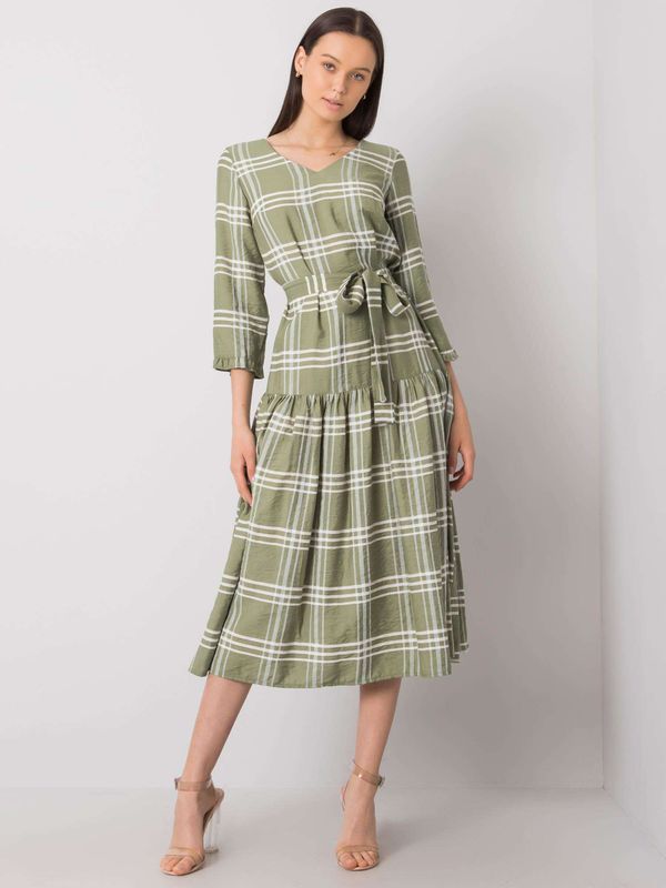 Fashionhunters Green plaid dress with frill