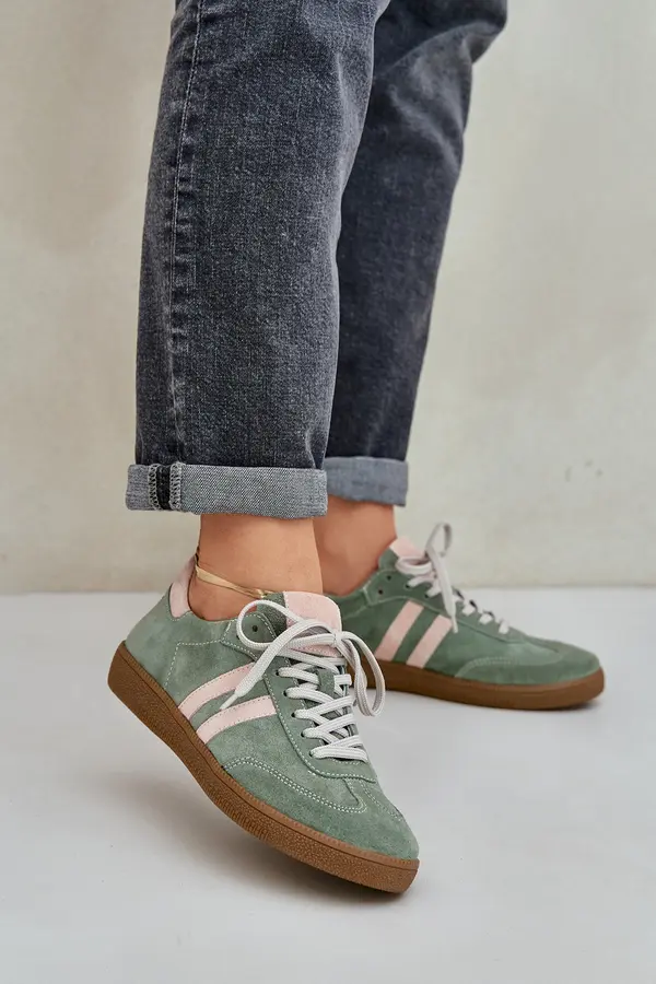 Zazoo Green Suede Low Sneakers Women's Zazoo