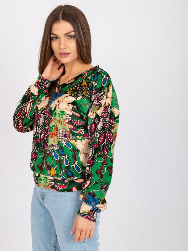 Fashionhunters Green Women's Blouse with Ruby Prints