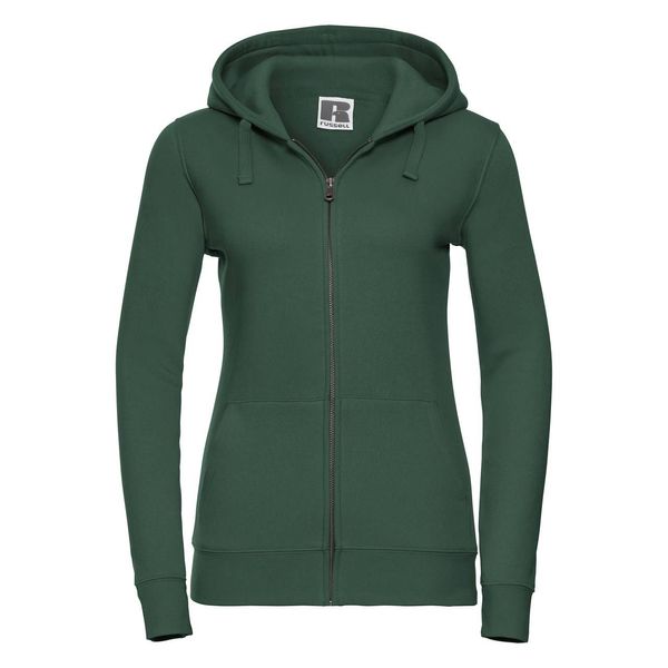 RUSSELL Green women's hoodie with Authentic Russell zipper