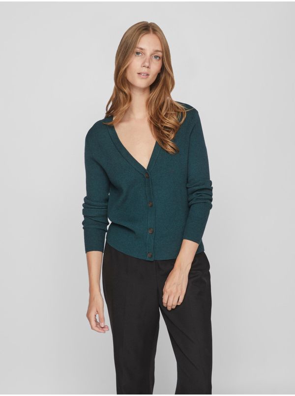 Vila Green Women's Ribbed Cardigan VILA Comfy - Ladies