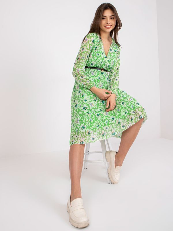 Fashionhunters Green wrap midi dress with flowers from Girona