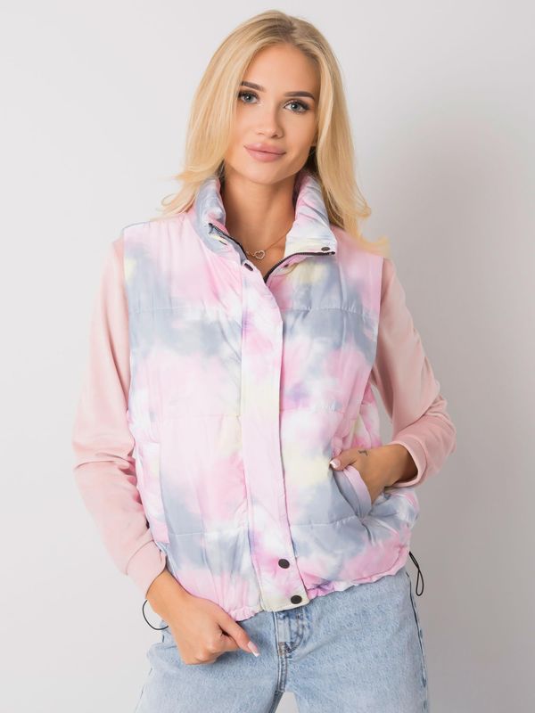 Fashionhunters Grey and pink vest without hood