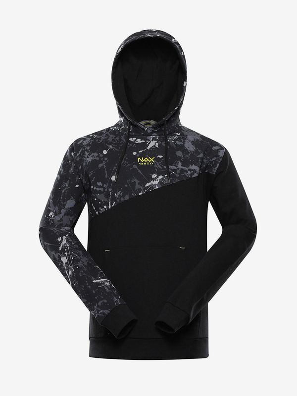 NAX Grey-black men's patterned hoodie NAX Mokec