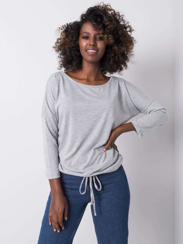 Fashionhunters Grey blouse with drawstrings