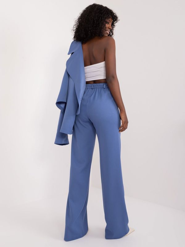 Fashionhunters Grey-blue suit trousers with pockets