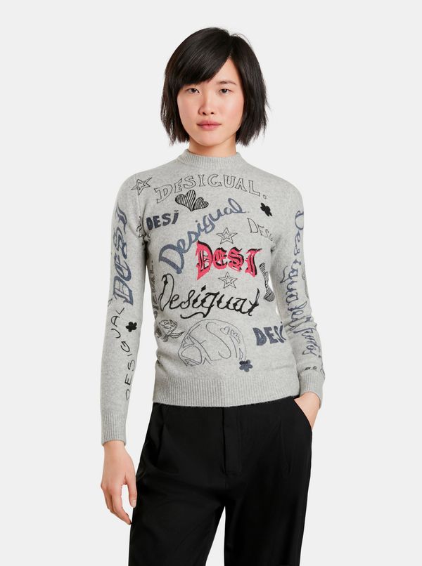 DESIGUAL Grey Desigual Paloma Womens Patterned Sweater - Women