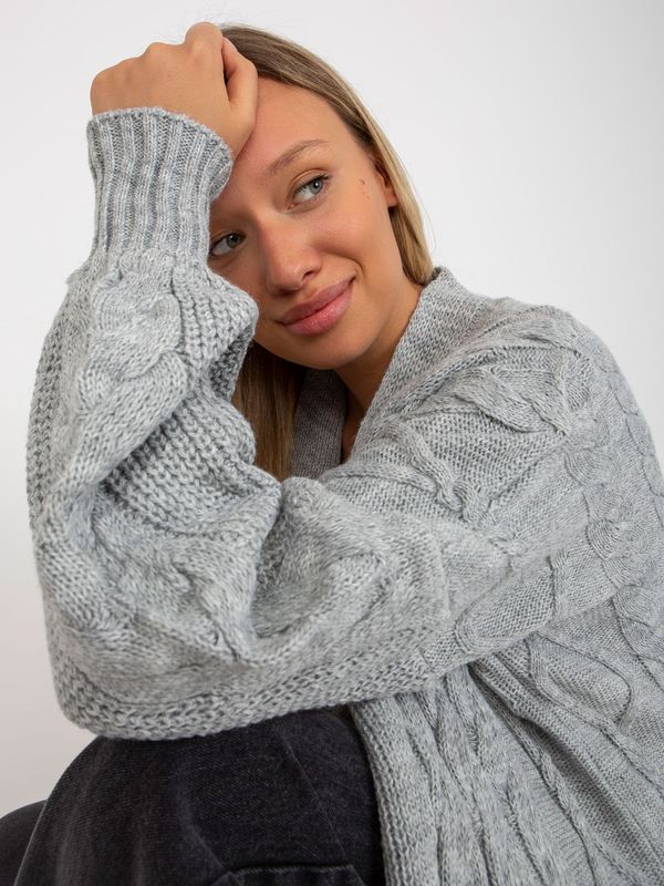 Fashionhunters Grey maxi cardigan with braids RUE PARIS