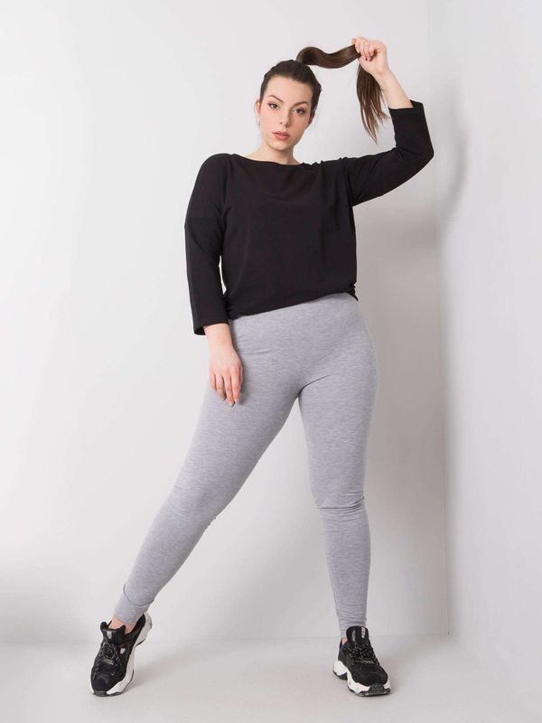 Fashionhunters Grey melange cotton plus leggings