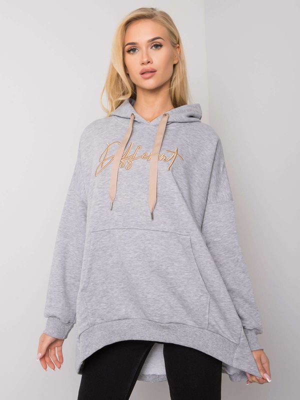 Fashionhunters Grey melange cotton sweatshirt