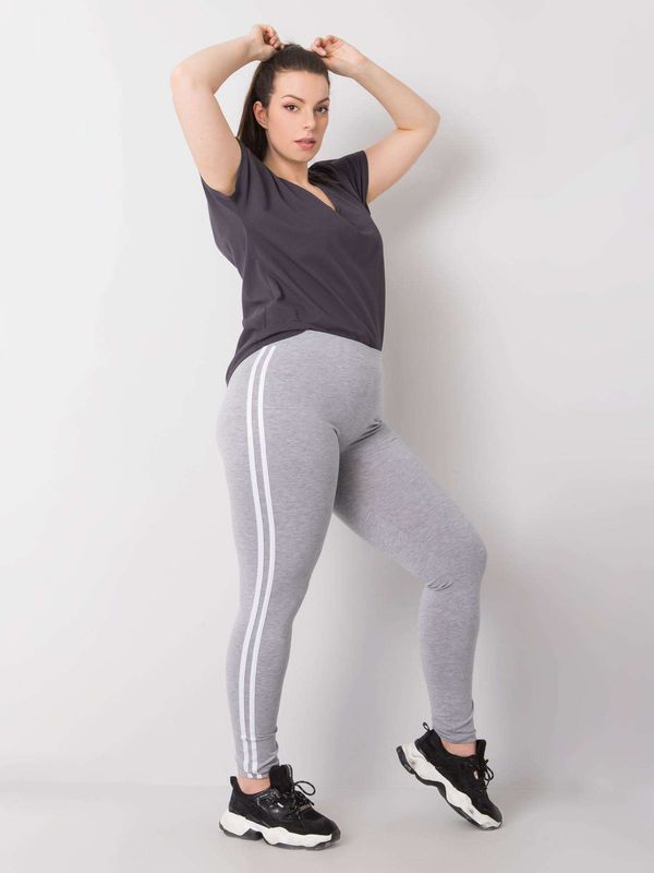 Fashionhunters Grey melange leggings plus sizes