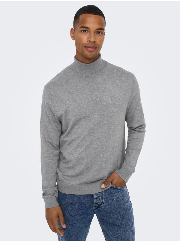 Only Grey men's brindle turtleneck ONLY & SONS Wyler - Men