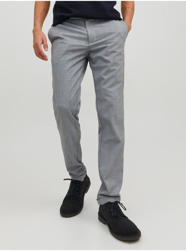 Jack & Jones Grey Mens Checkered Trousers Jack & Jones Marco - Men