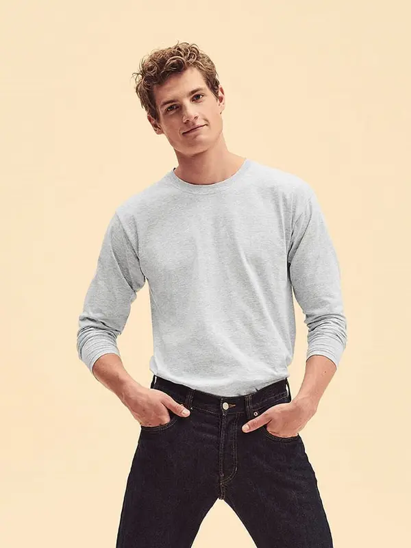 Fruit of the Loom Grey Men's T-shirt Original Sleeve Fruit of the Loom