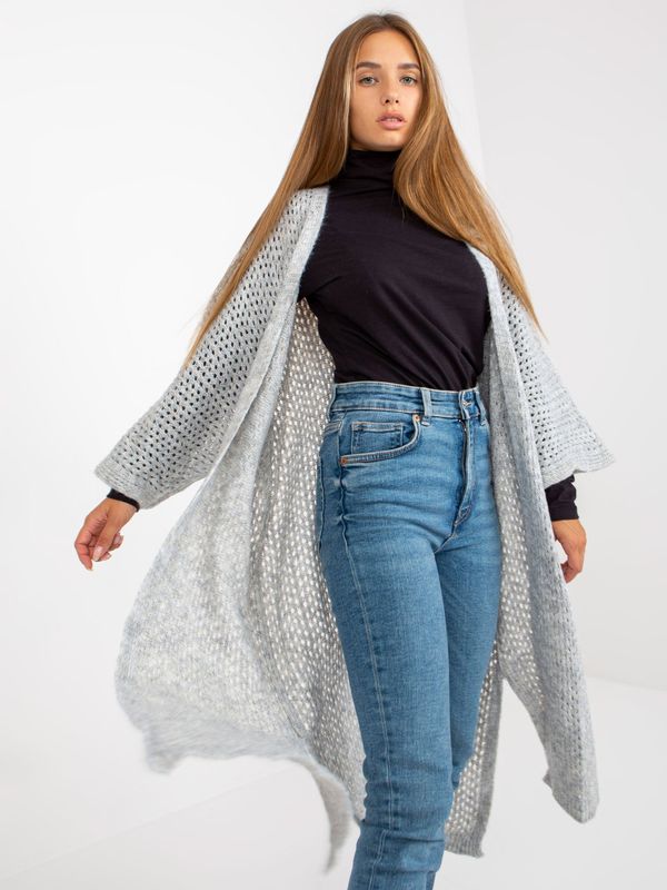 Fashionhunters Grey oversize long openwork cardigan OCH BELLA