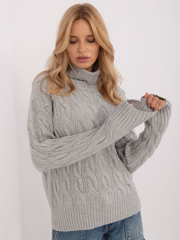 Fashionhunters Grey turtleneck with pattern