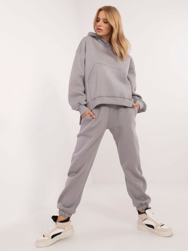 Fashionhunters Grey women's basic set of oversize cut