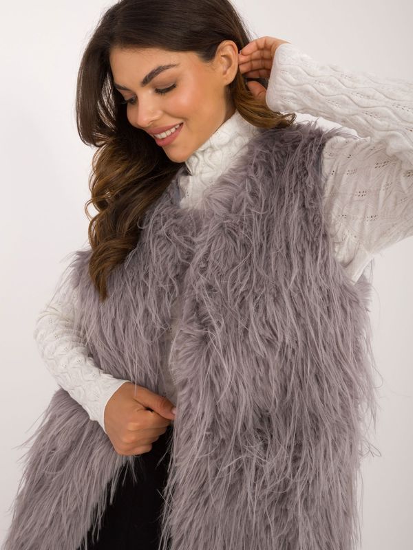 Fashionhunters Grey women's fur vest with lining