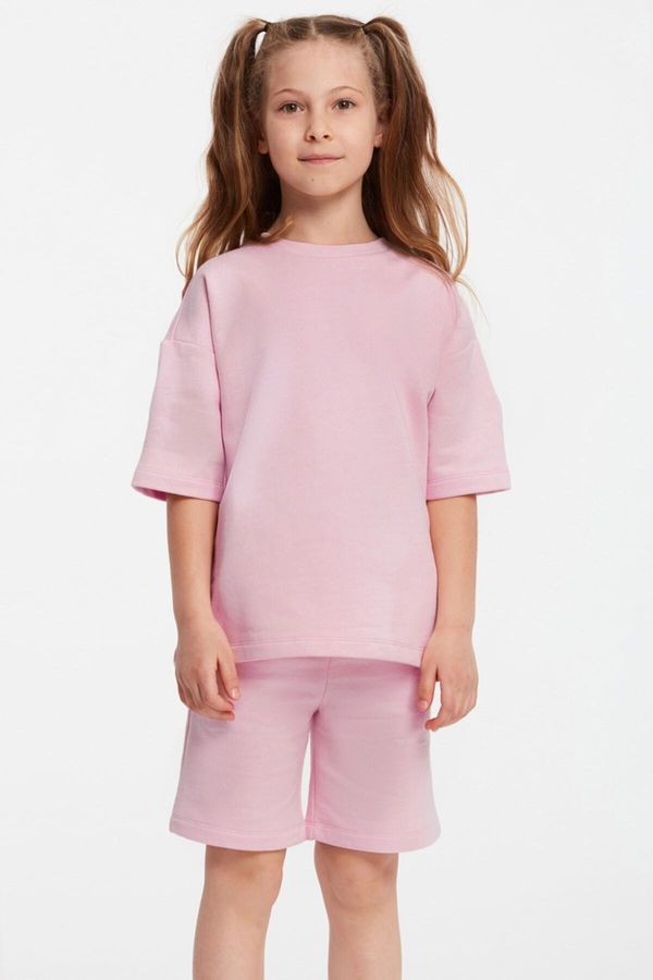 GRIMELANGE GRIMELANGE Cali Girls' Crew Neck Pink Tracksuit Set