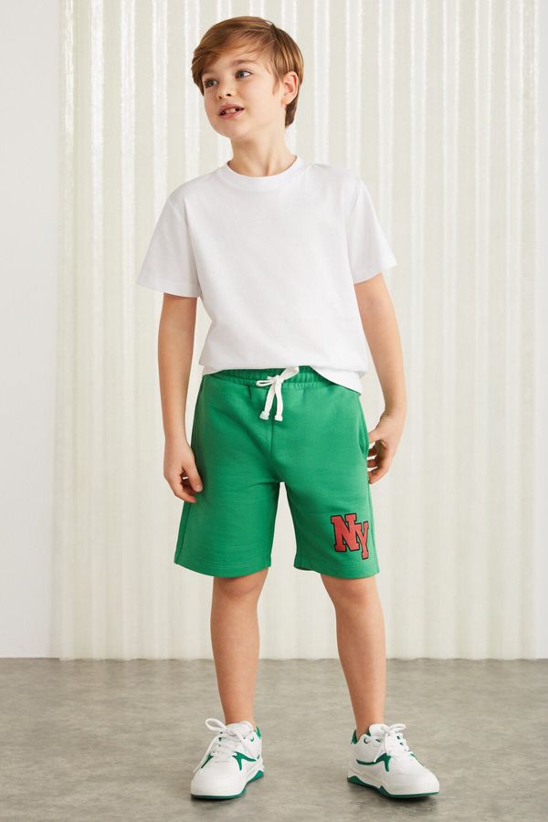 GRIMELANGE GRIMELANGE Darvell-grm24007 Boys 100% Cotton Printed Shorts Benetton Gree