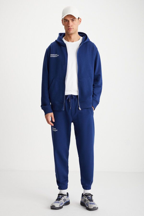 GRIMELANGE GRIMELANGE MAXWELL Men's 3 Thread Navy Blue Sweatshir