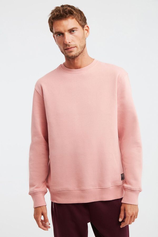 GRIMELANGE GRIMELANGE Travis Men's Soft Fabric Regular Fit Round Neck Pink Sweatshir