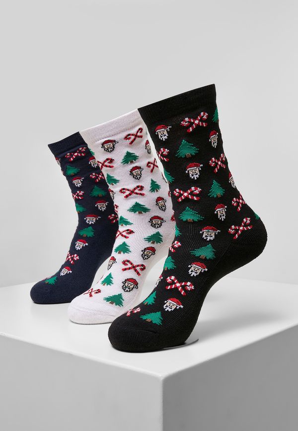 Urban Classics Grumpy Santa Christmas Socks - 3-Pack Black/Navy/White